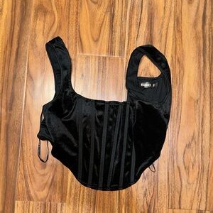 Missguided Black Velvet crop Corset Top